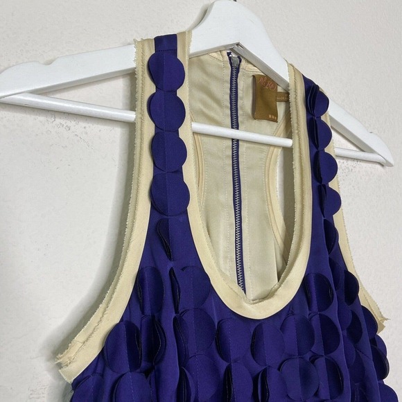 Ali Ro Circle Dot Applique Racerback Purple Blue Dress 0 - Picture 3 of 9
